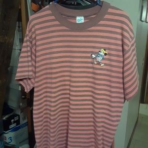 Vintage Embroidered Mickey Striped Single Stitch